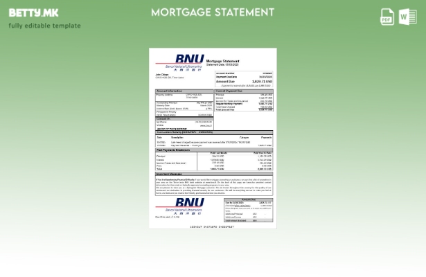 модерен стил Тимор Источен Извештај за банкарска хипотека BNU во шаблон за форма